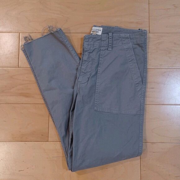 NILI LOTAN Jenna Low Rise Slim Stretch Twill Raw Hem Light Grey Pants Size 2 - Picture 2 of 9